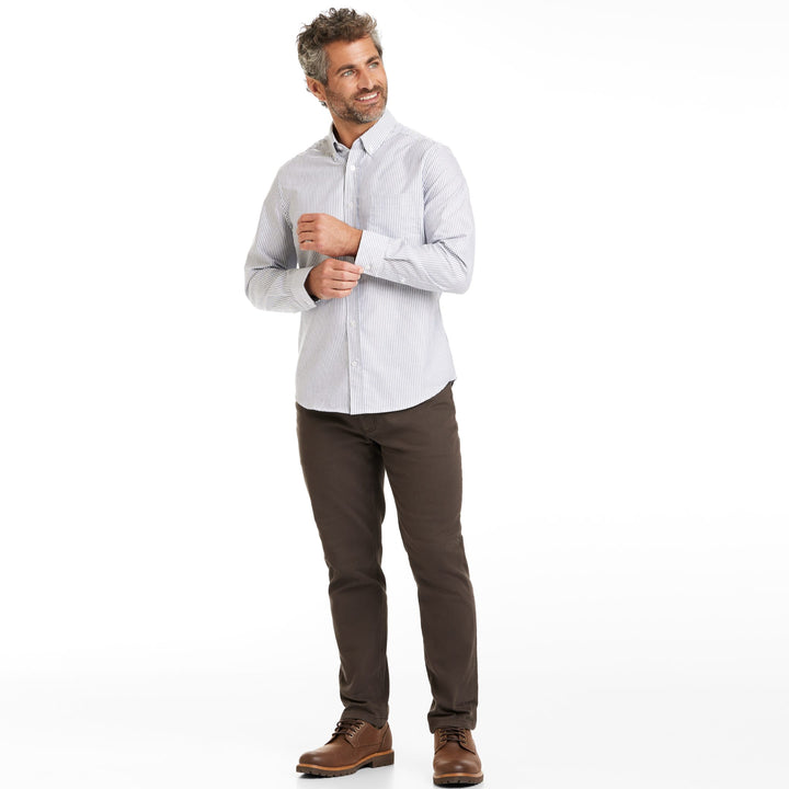 Ash & Erie Navy Stripe Oxford Wrinkle-Free Button-Down Shirt for Short Men   Everyday Shirts