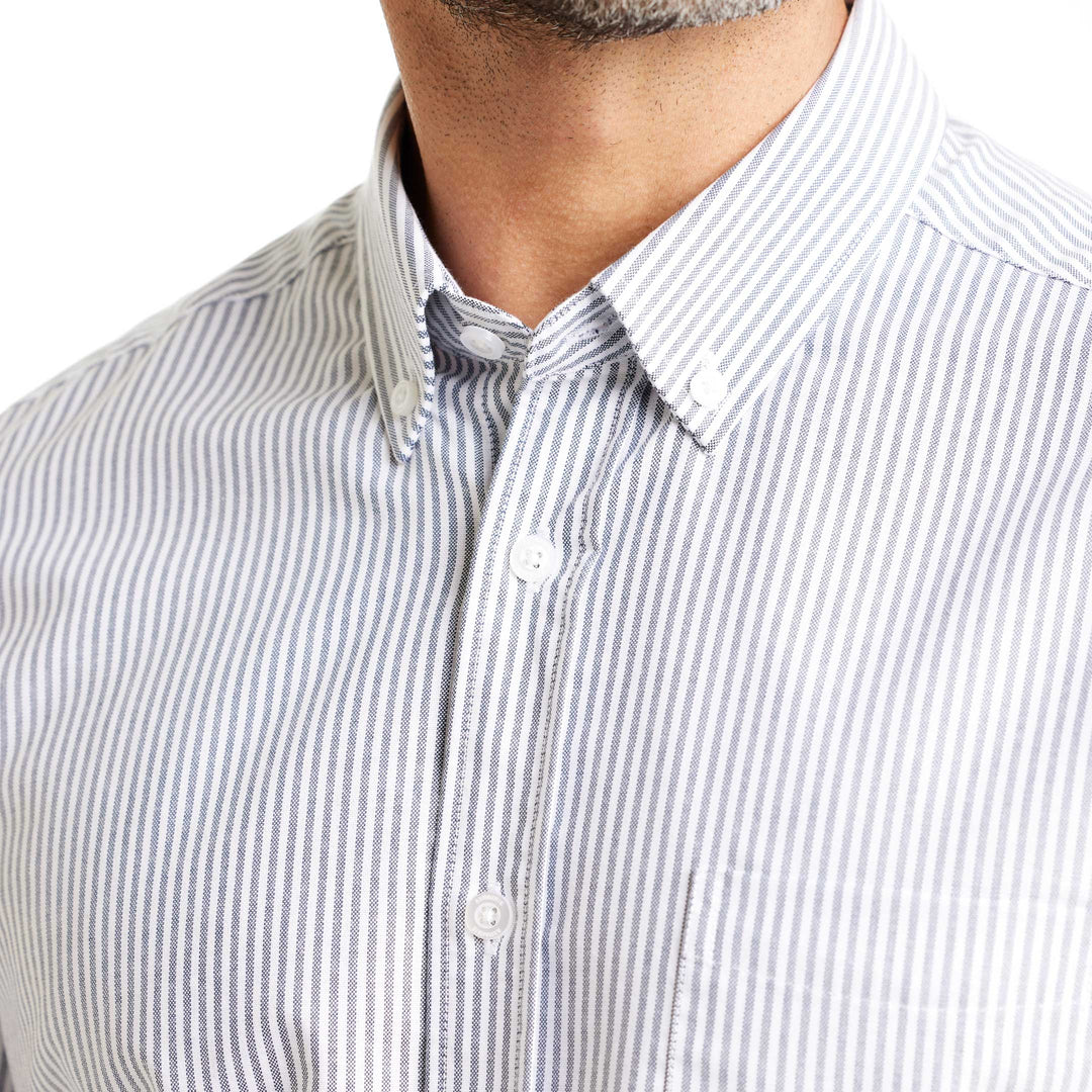 Ash & Erie Navy Stripe Oxford Wrinkle-Free Button-Down Shirt for Short Men   Everyday Shirts