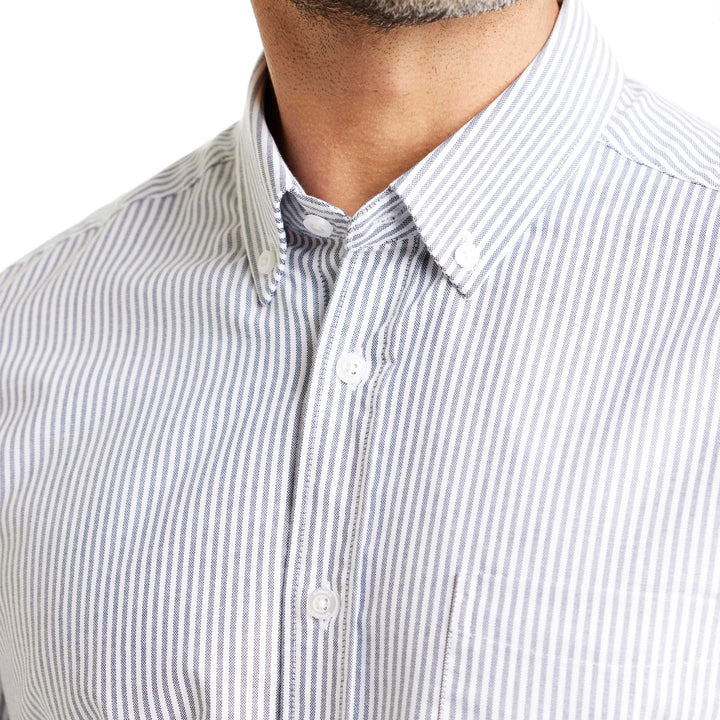 Ash & Erie Navy Stripe Oxford Wrinkle-Free Button-Down Shirt for Short Men   Everyday Shirts