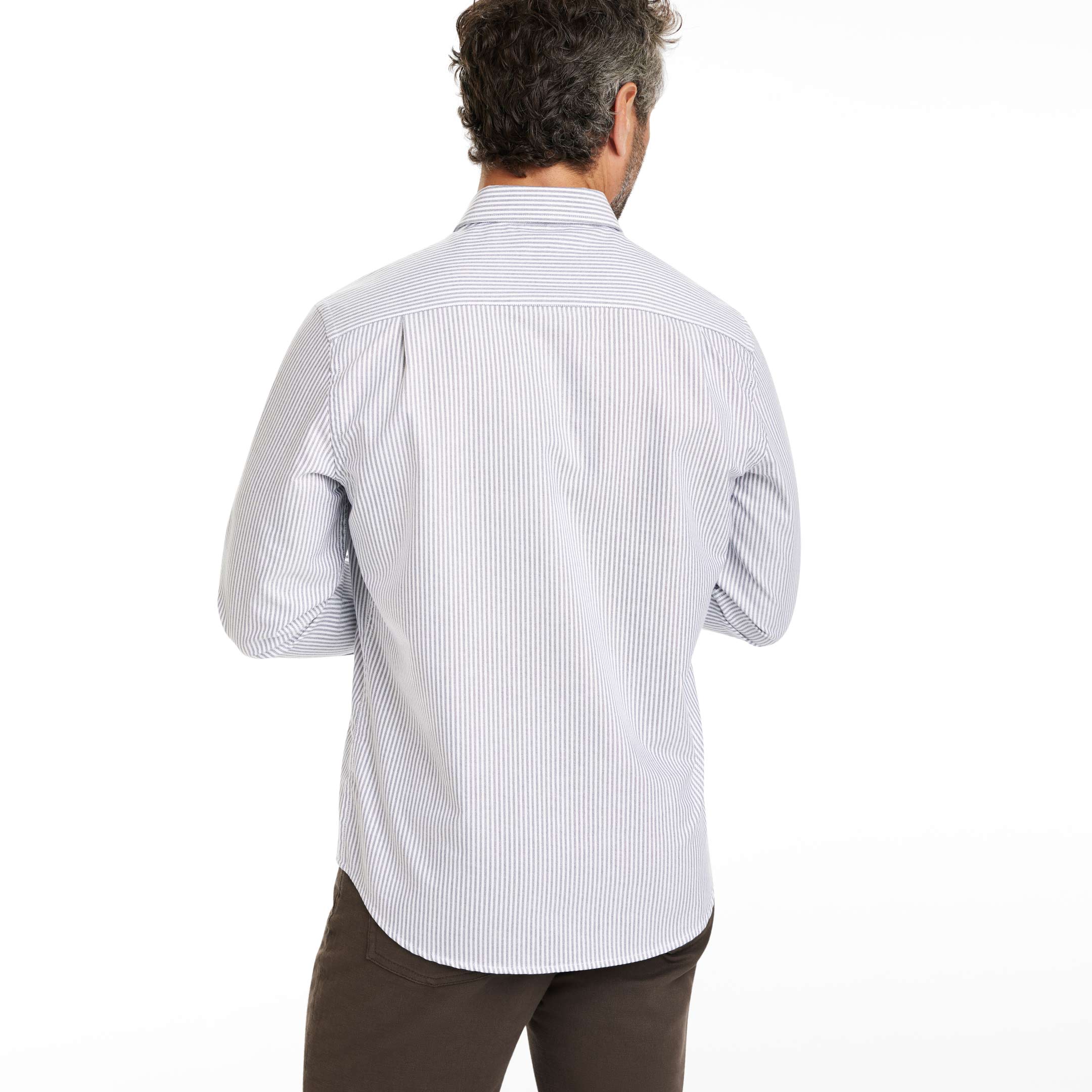 Ash & Erie Navy Stripe Oxford Wrinkle-Free Button-Down Shirt for Short Men   Everyday Shirts