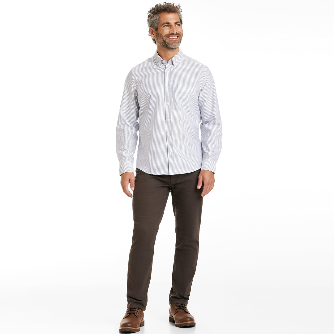 Ash & Erie Navy Stripe Oxford Wrinkle-Free Button-Down Shirt for Short Men   Everyday Shirts