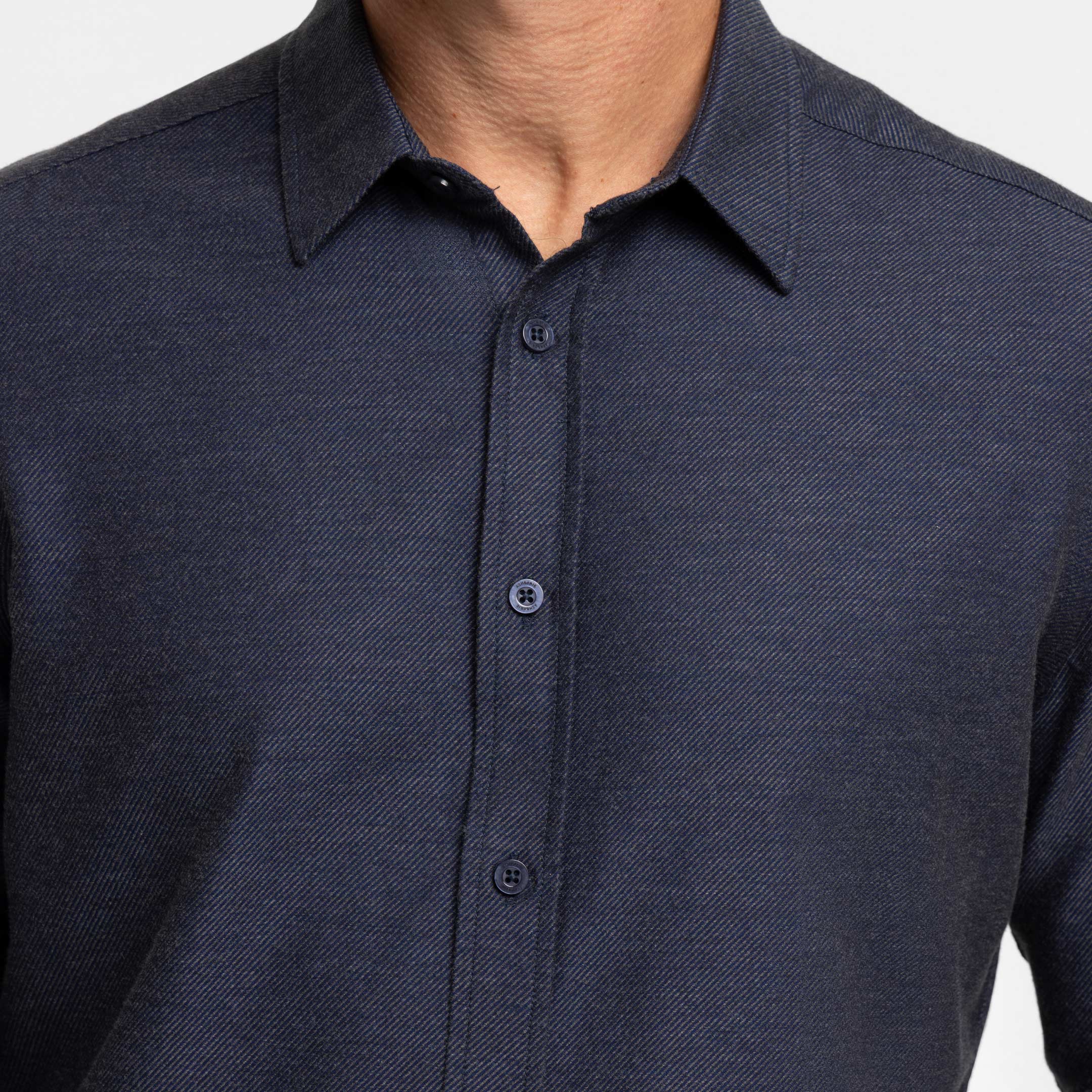 Ash & Erie Navy Twill Brushed Button-Down Shirt for Short Men