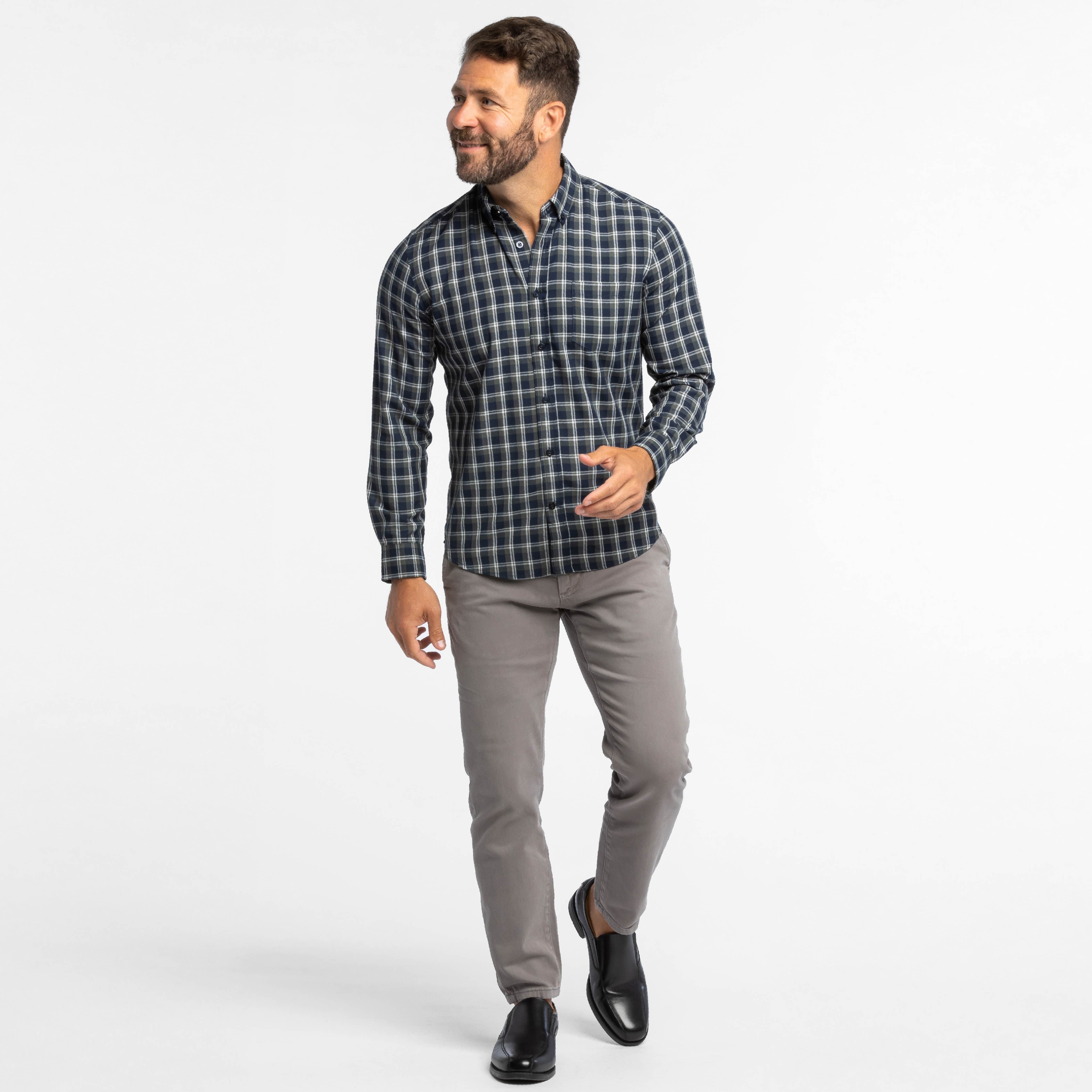 Ash & Erie Olympic Plaid Button-Down Shirt for Short Men