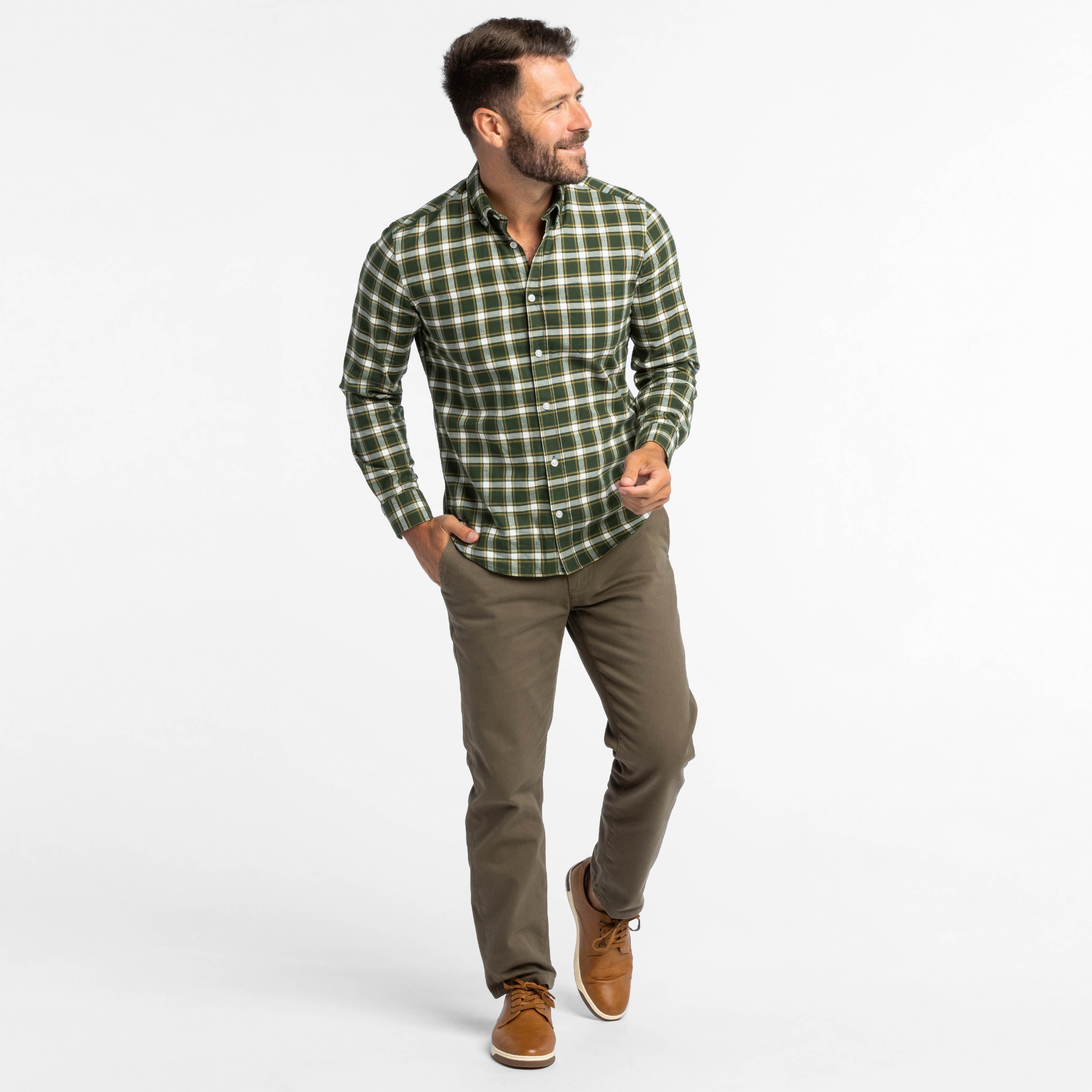 Ash & Erie Pinegrove Plaid Button-Down Shirt for Short Men