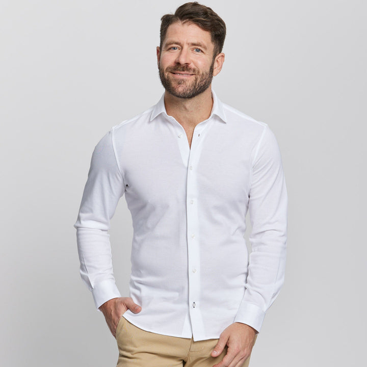 Ash & Erie Solid White Performance Stretch Shirt for Short Men   Everyday Shirts