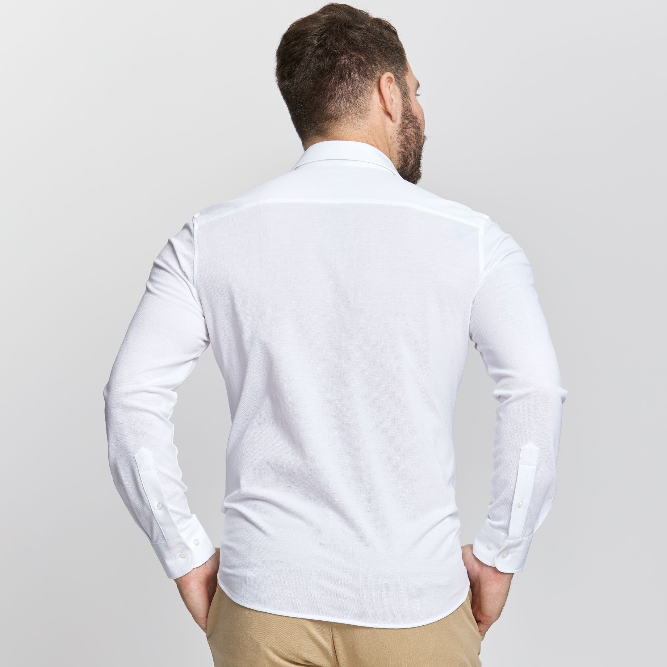 Ash & Erie Solid White Performance Stretch Shirt for Short Men   Everyday Shirts