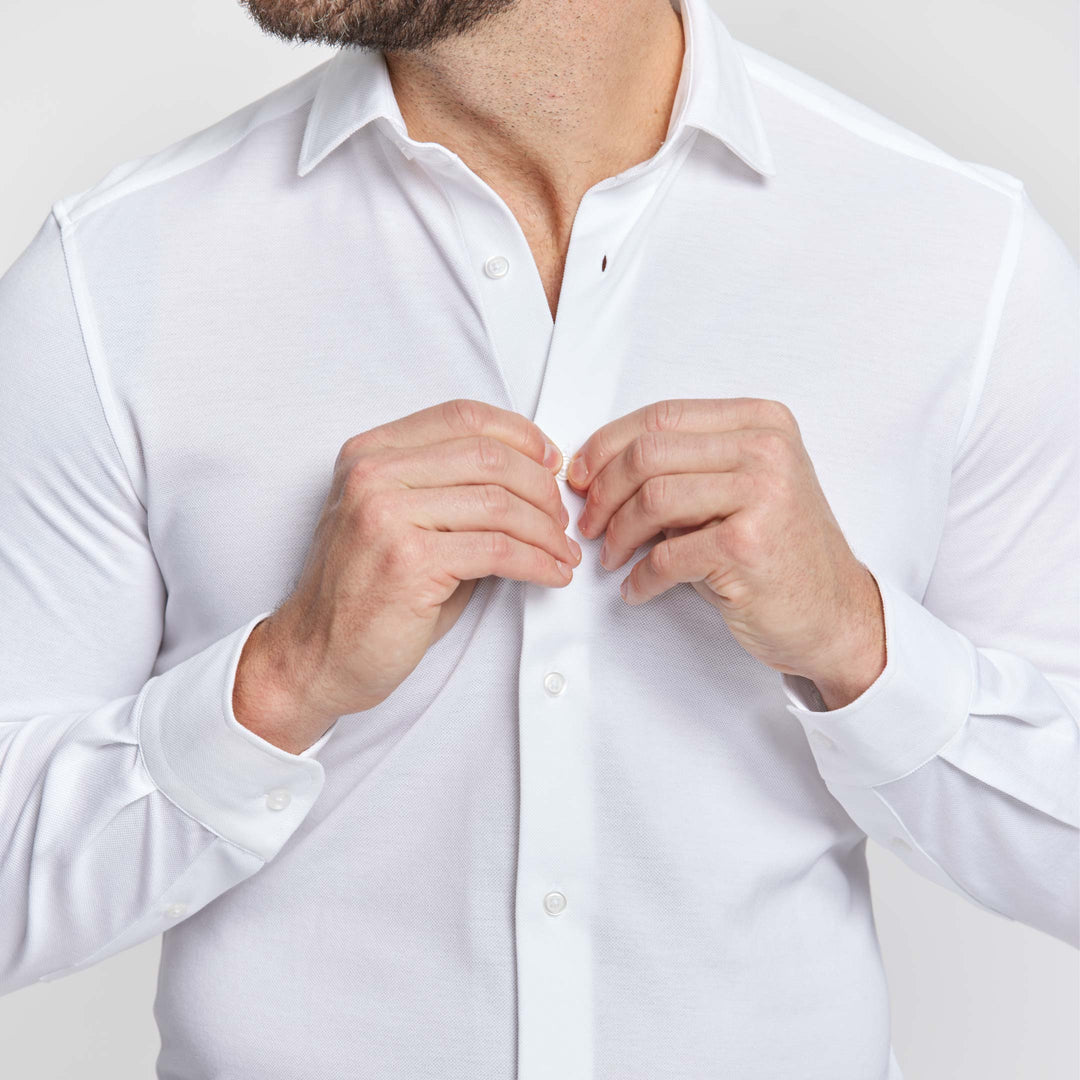 Ash & Erie Solid White Performance Stretch Shirt for Short Men   Everyday Shirts