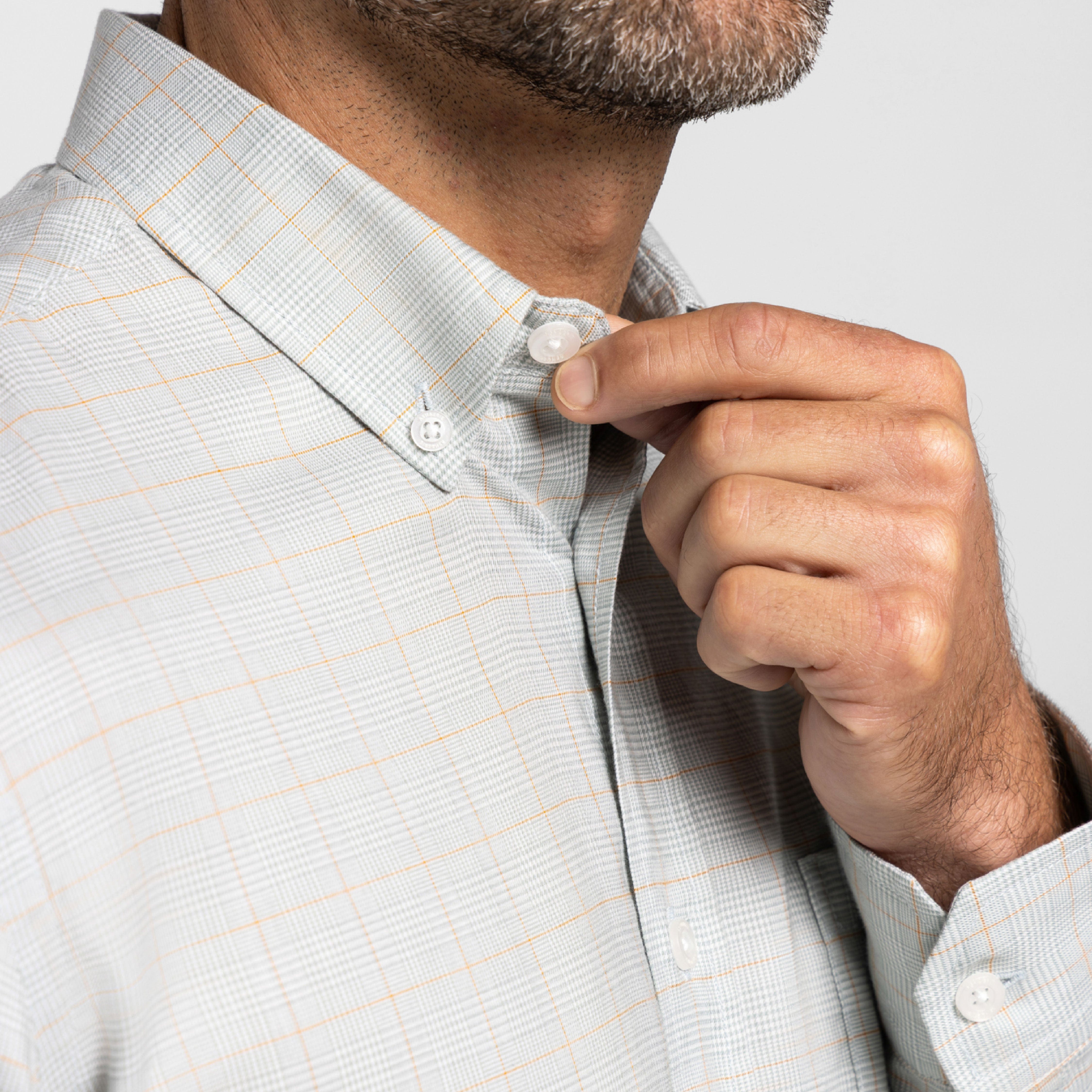 Ash & Erie Stone Grid Button-Down Shirt for Short Men