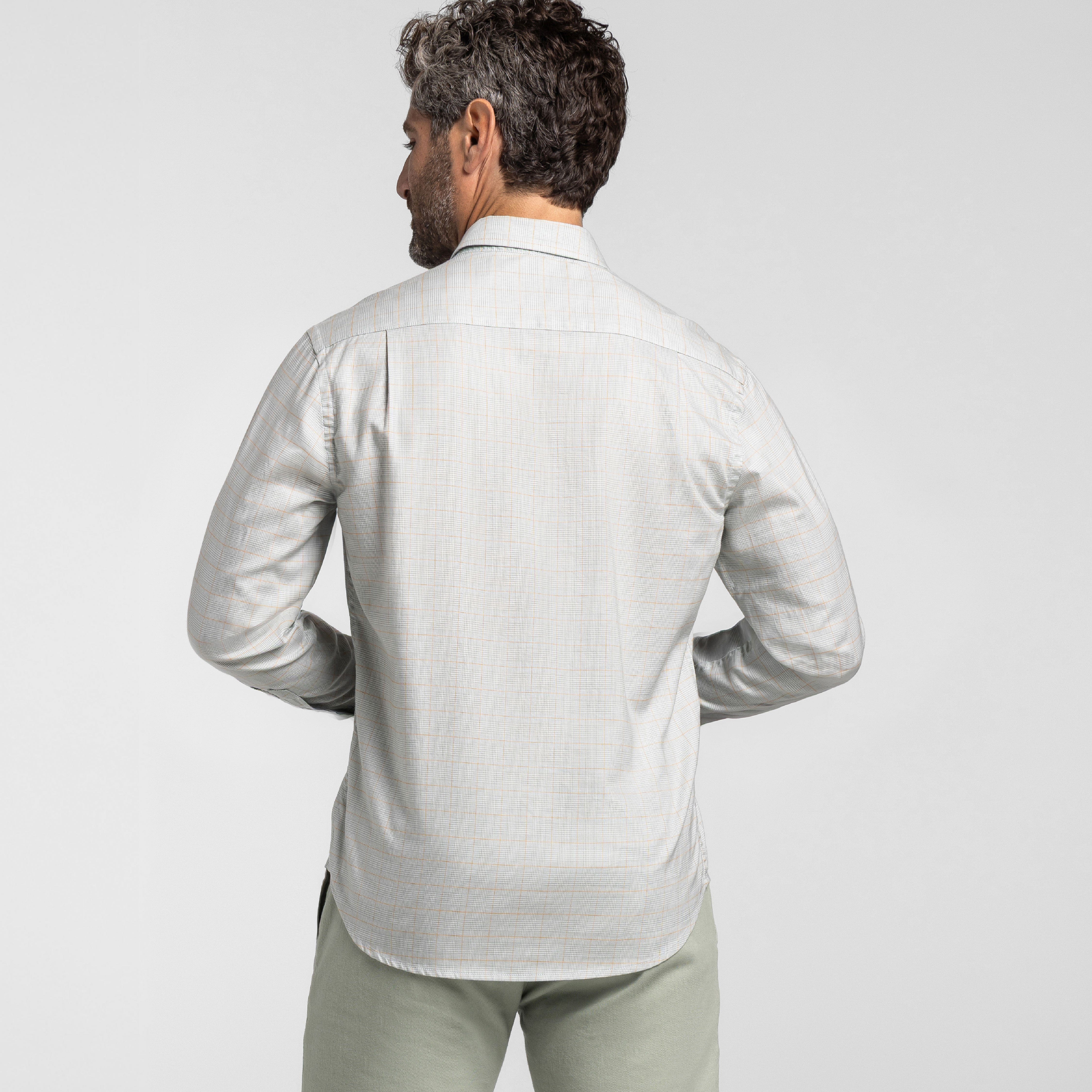 Ash & Erie Stone Grid Button-Down Shirt for Short Men
