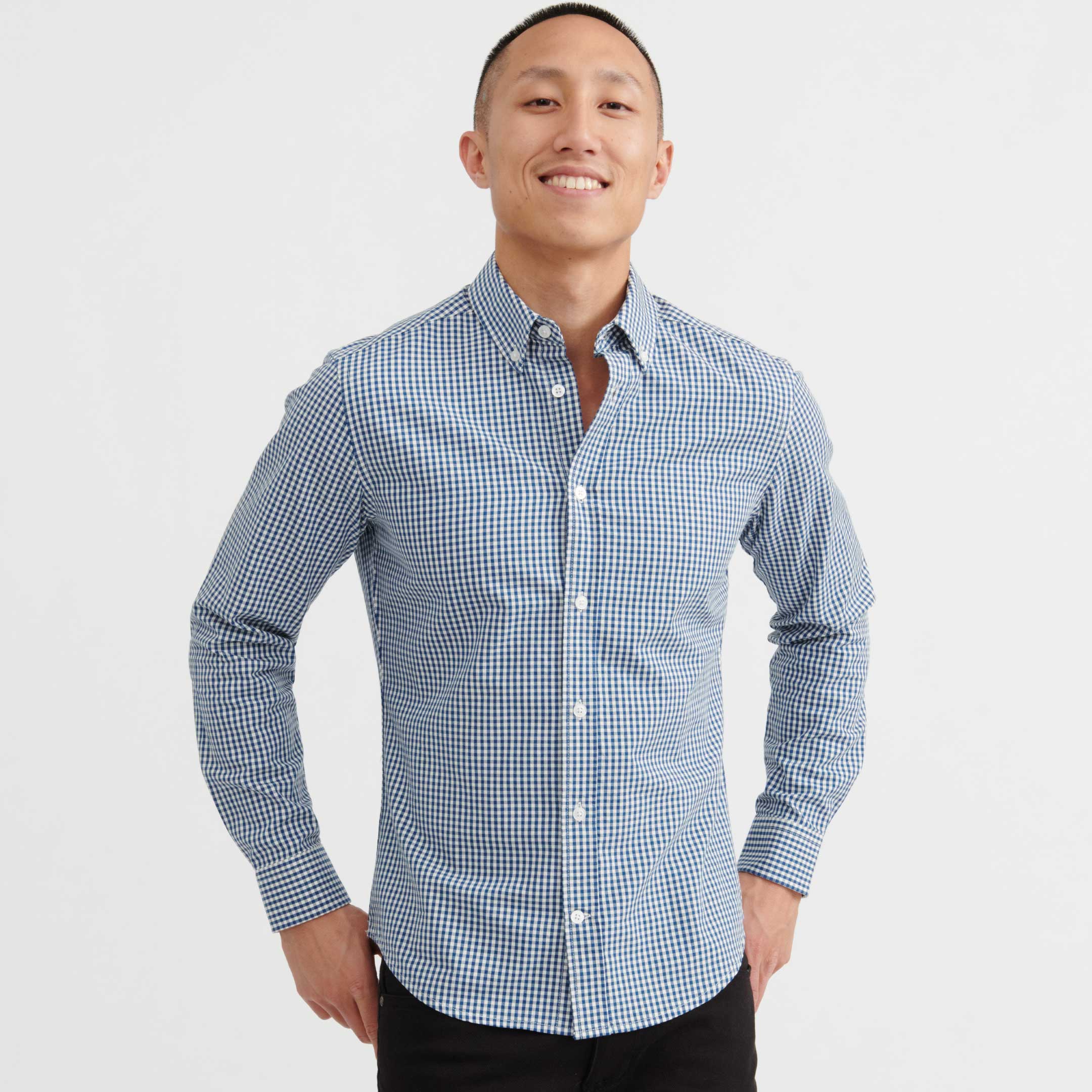 Ash & Erie Traverse Gingham Button-Down Shirt for Short Men