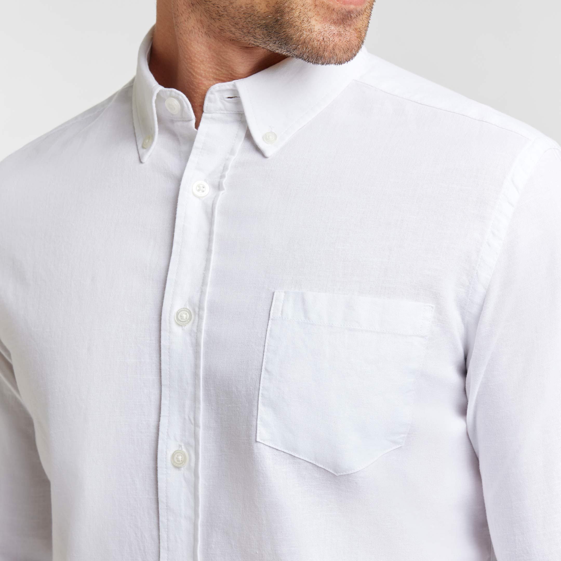 Ash & Erie White Linen Button-Down Shirt for Short Men   Everyday Shirts
