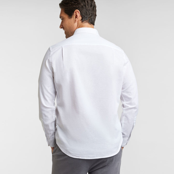 Ash & Erie White Linen Button-Down Shirt for Short Men   Everyday Shirts
