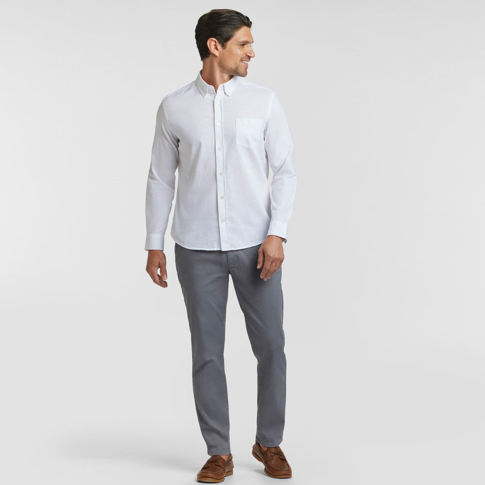 Ash & Erie White Linen Button-Down Shirt for Short Men   Everyday Shirts