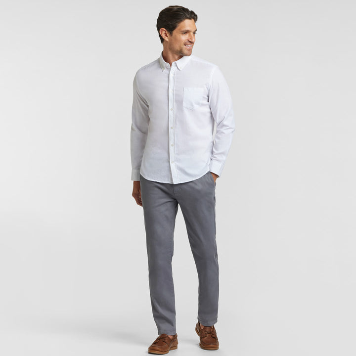 Ash & Erie White Linen Button-Down Shirt for Short Men   Everyday Shirts