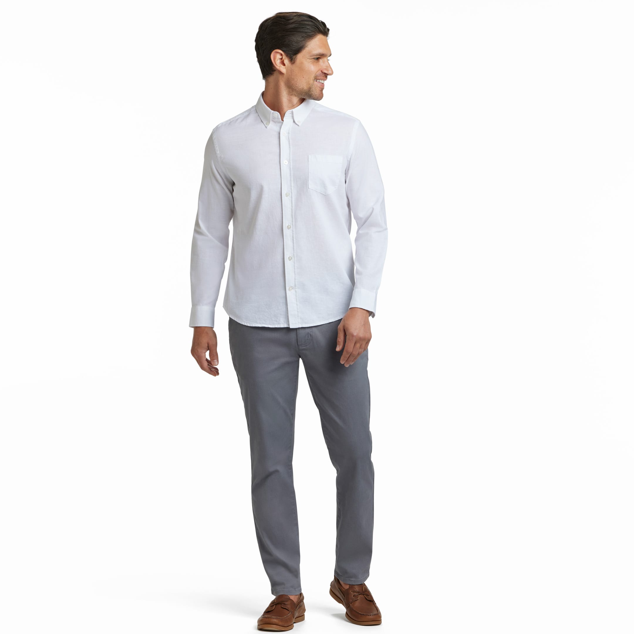 Ash & Erie White Linen Button-Down Shirt for Short Men   Everyday Shirts