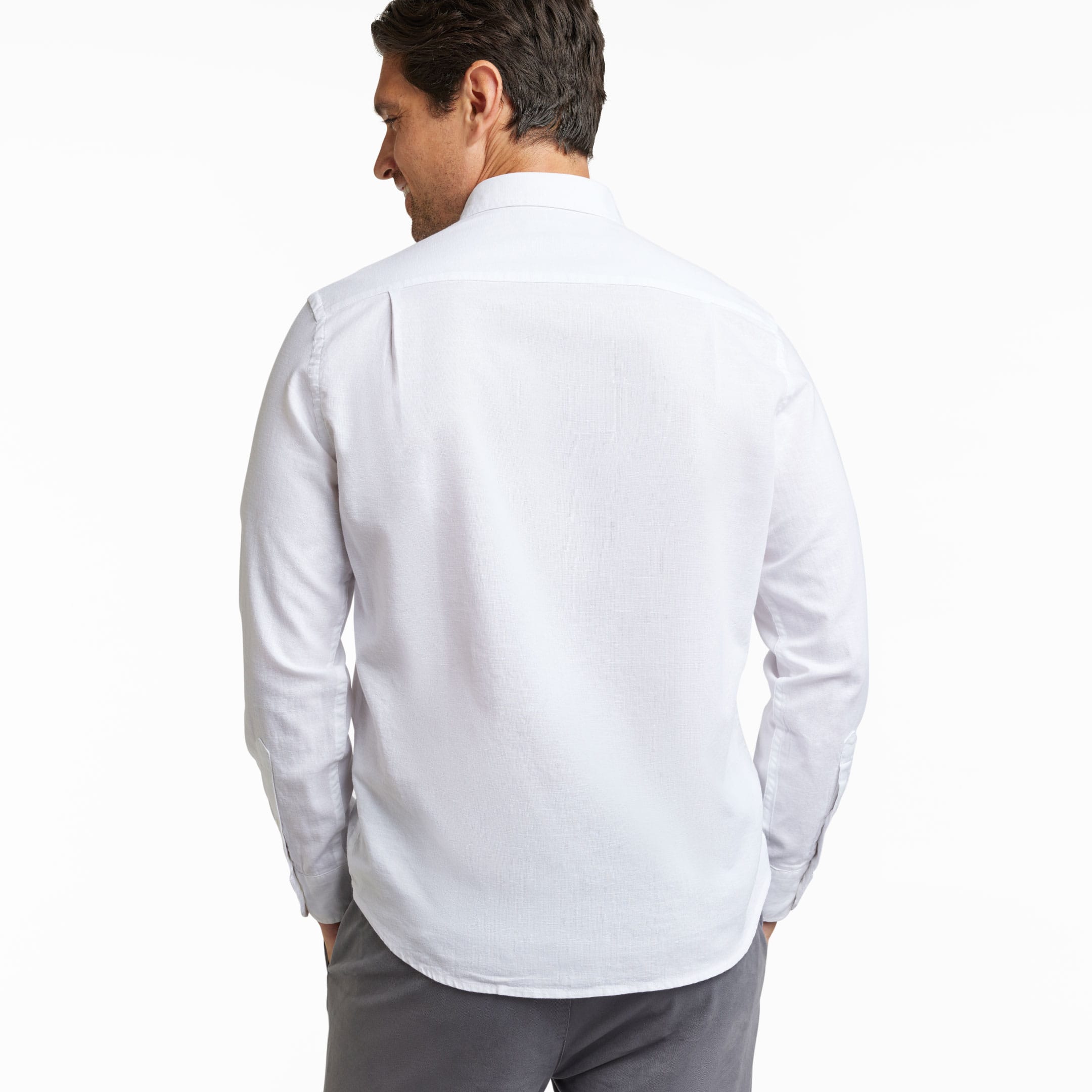 Ash & Erie White Linen Button-Down Shirt for Short Men   Everyday Shirts