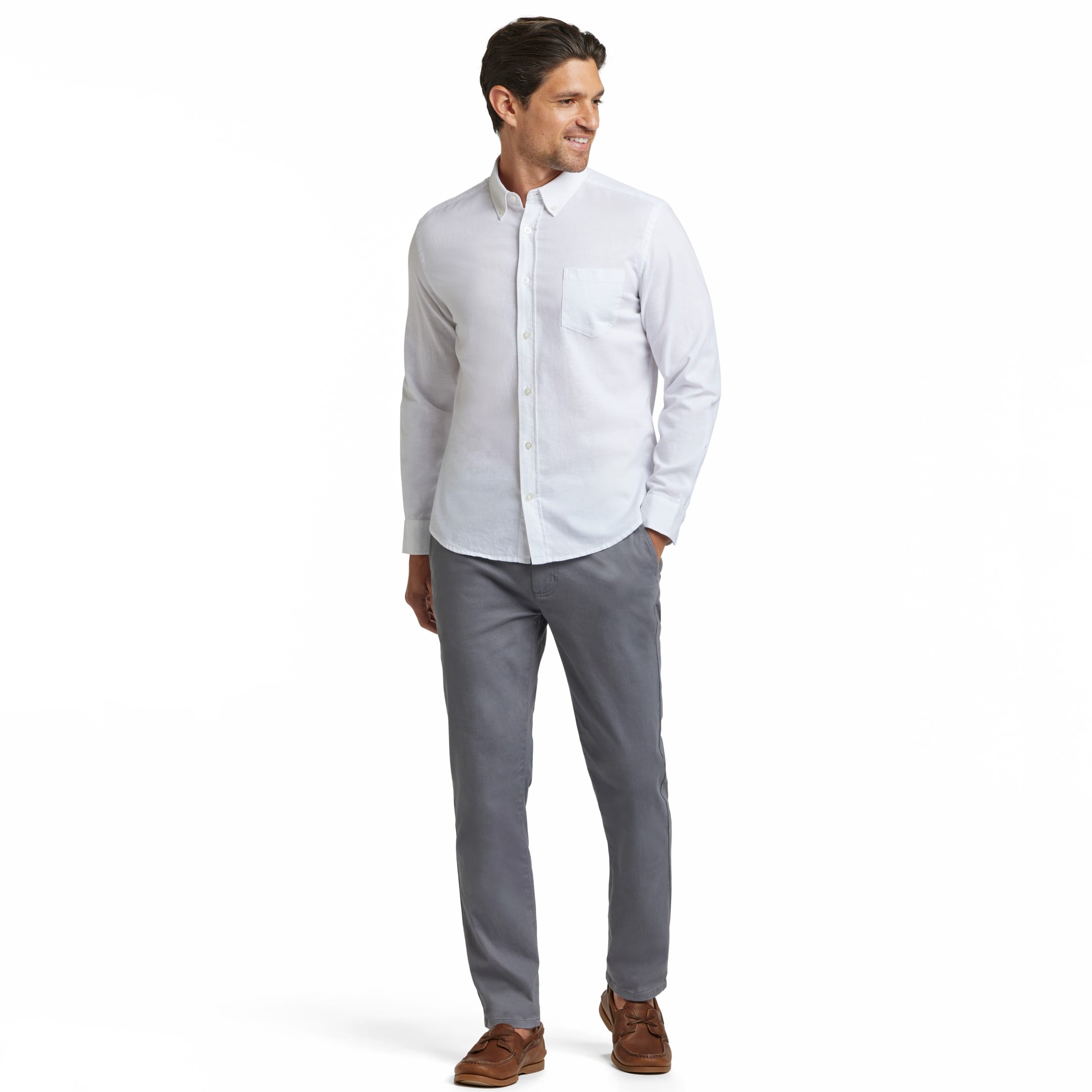 Ash & Erie White Linen Button-Down Shirt for Short Men   Everyday Shirts
