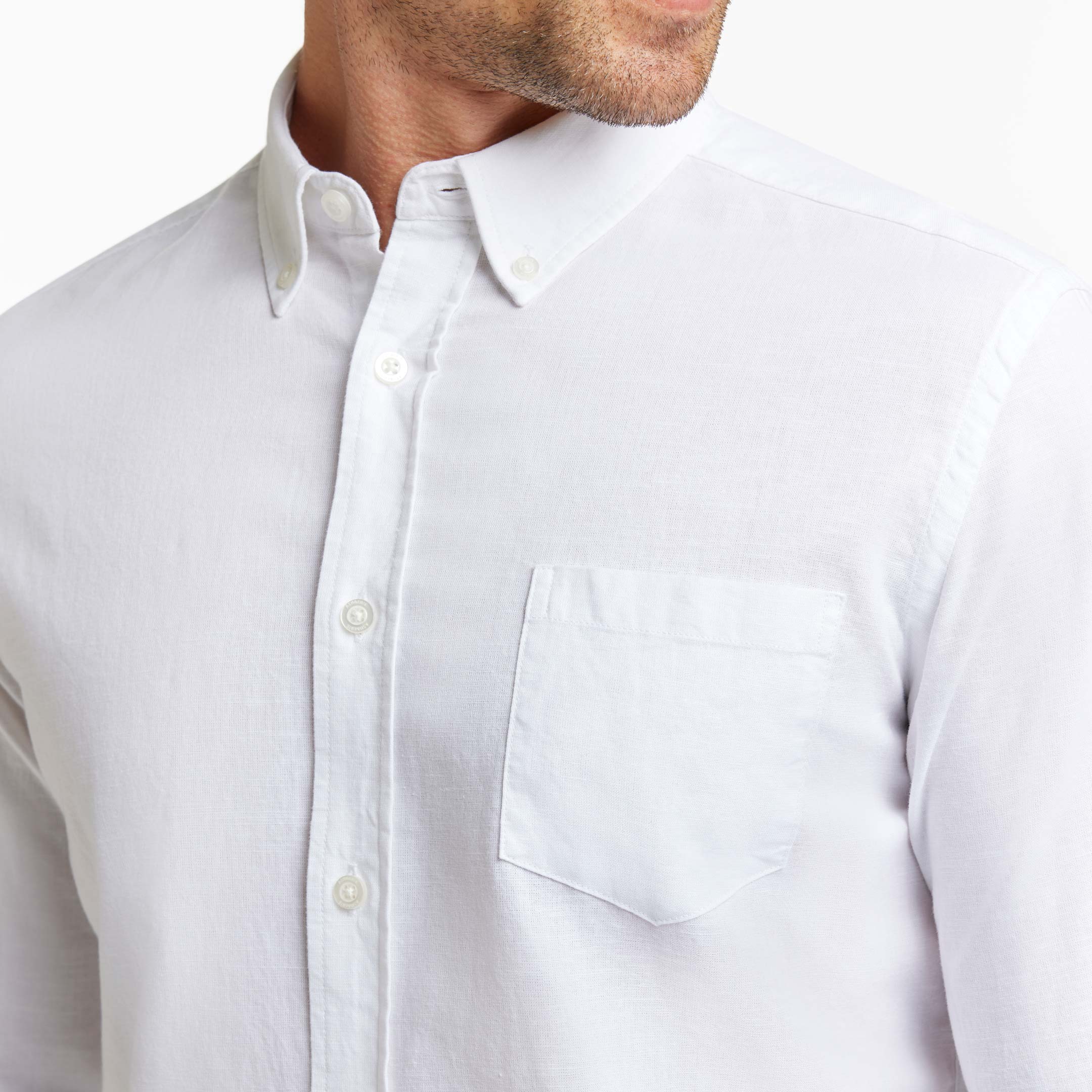 Ash & Erie White Linen Button-Down Shirt for Short Men   Everyday Shirts