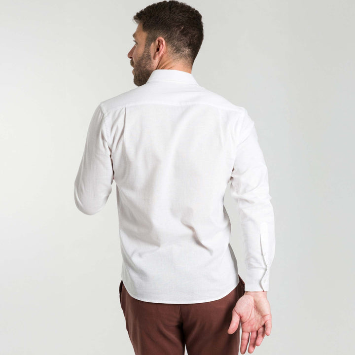 Buy White Linen Button-Down Shirt for Short Men | Ash & Erie   Everyday Shirts