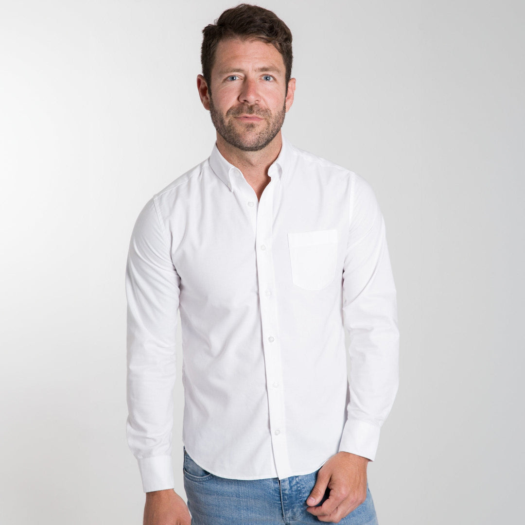 White Button Down Classic Oxford Shirt - Bluefort