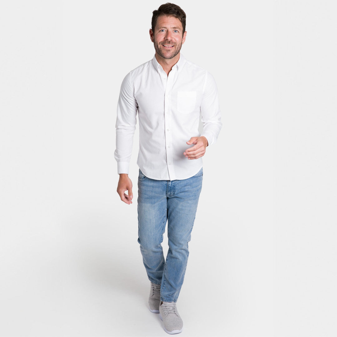 Ash & Erie White Oxford Wrinkle-Free Button-Down Shirt for Short Men   Everyday Shirts