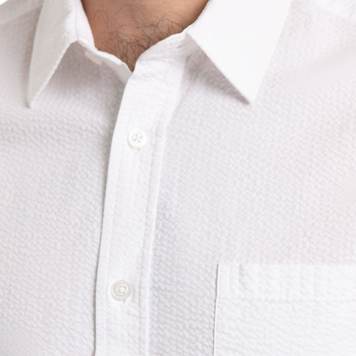 Ash & Erie White Seersucker Button-Down Shirt for Short Men   Everyday Shirts