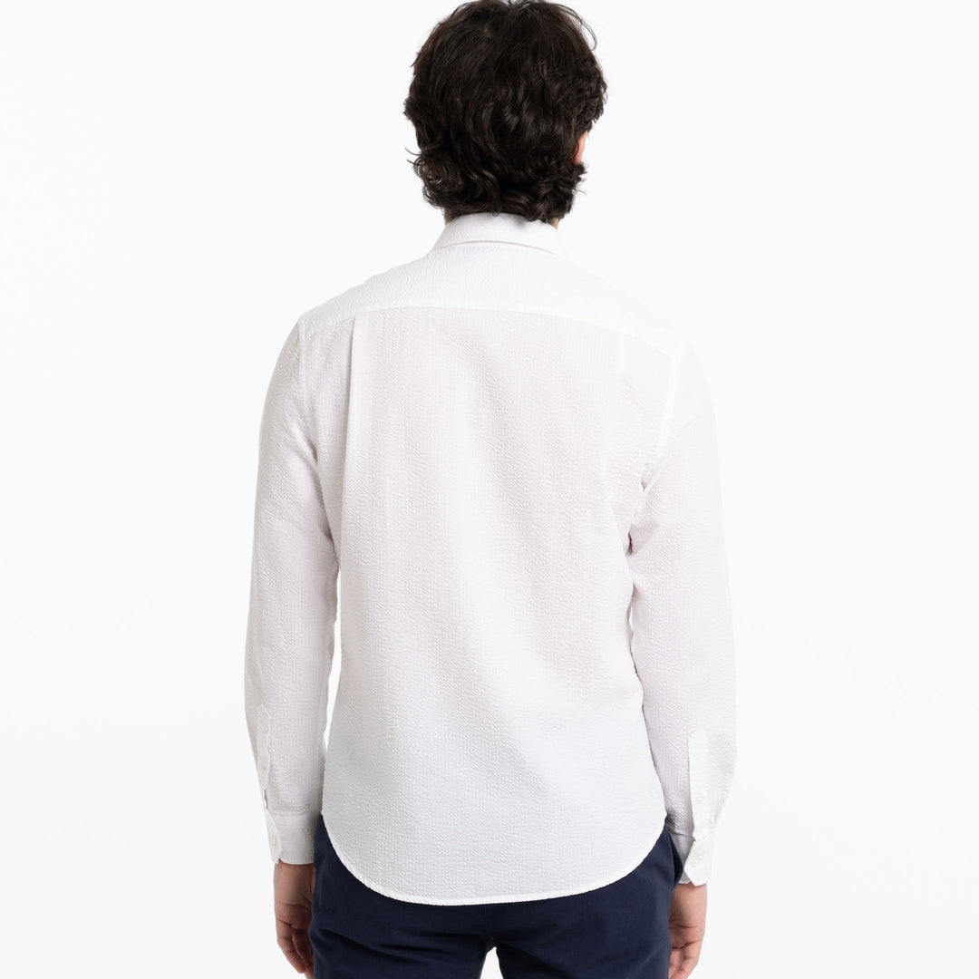 Ash & Erie White Seersucker Button-Down Shirt for Short Men   Everyday Shirts