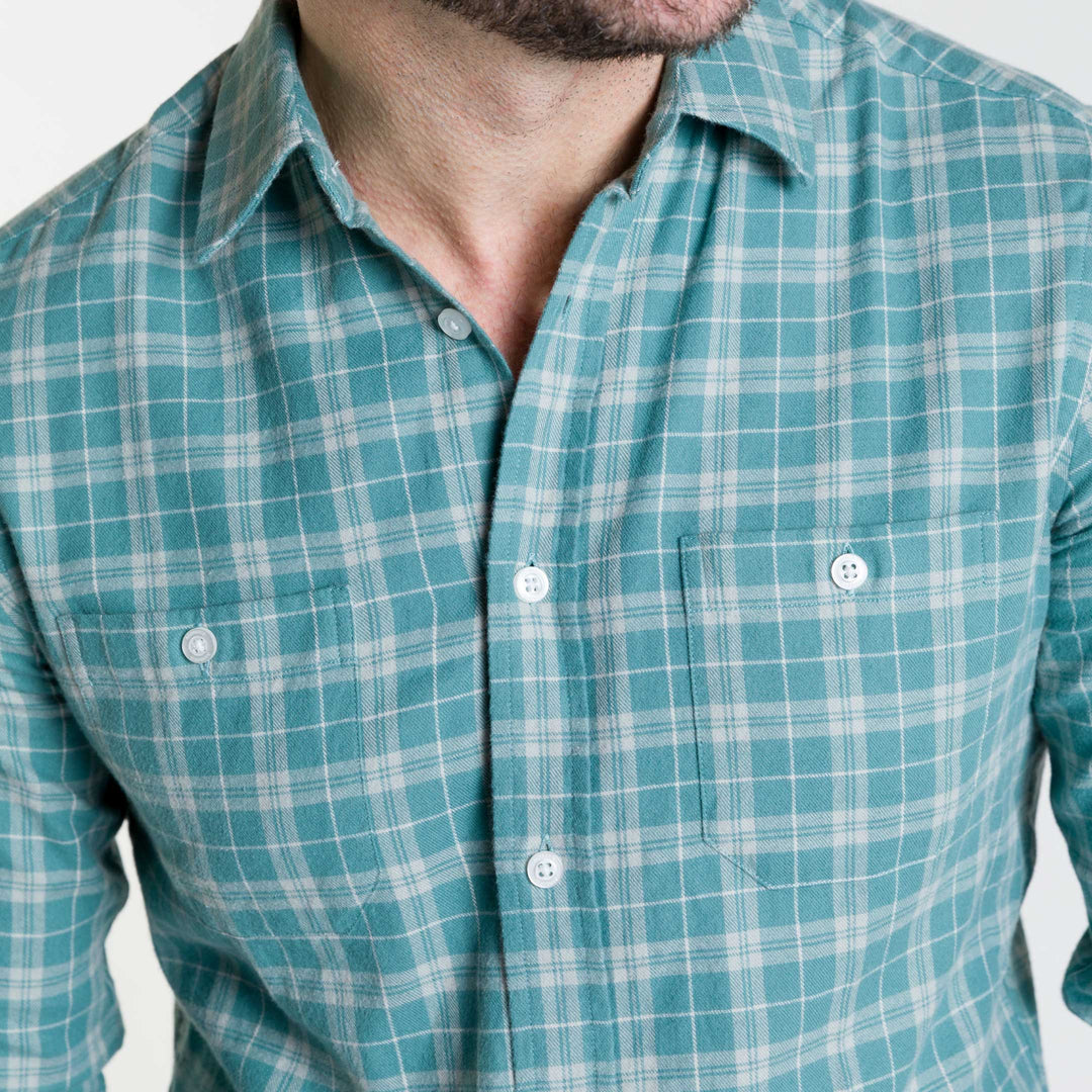 Ash & Erie Agave Plaid Flannel Button-Down Shirt for Short Men   Flannel Everyday Shirt