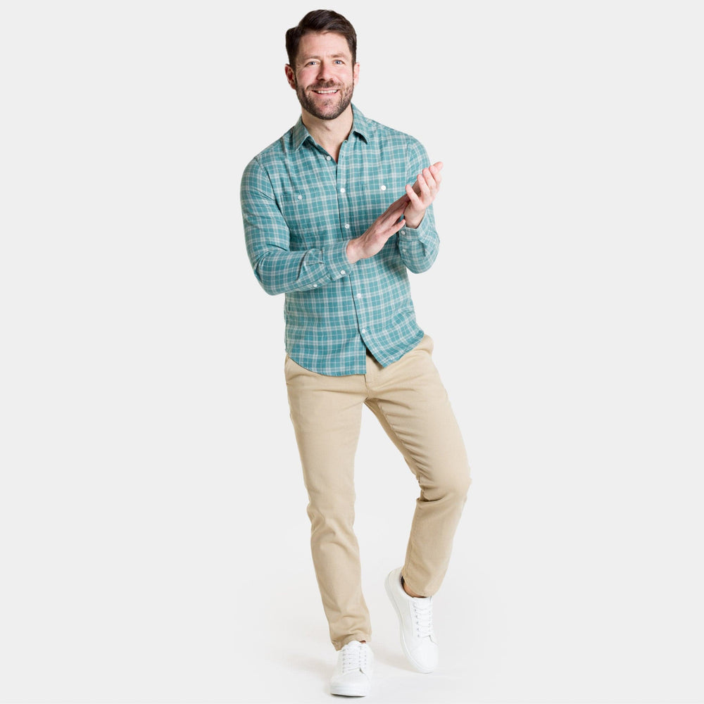 Ash & Erie Agave Plaid Flannel Button-Down Shirt for Short Men   Flannel Everyday Shirt