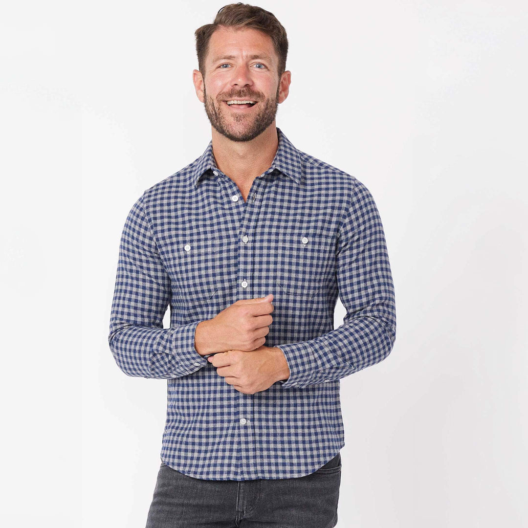 Ash & Erie Alberta Gingham Flannel Button-Down Shirt for Short Men   Flannel Everyday Shirt