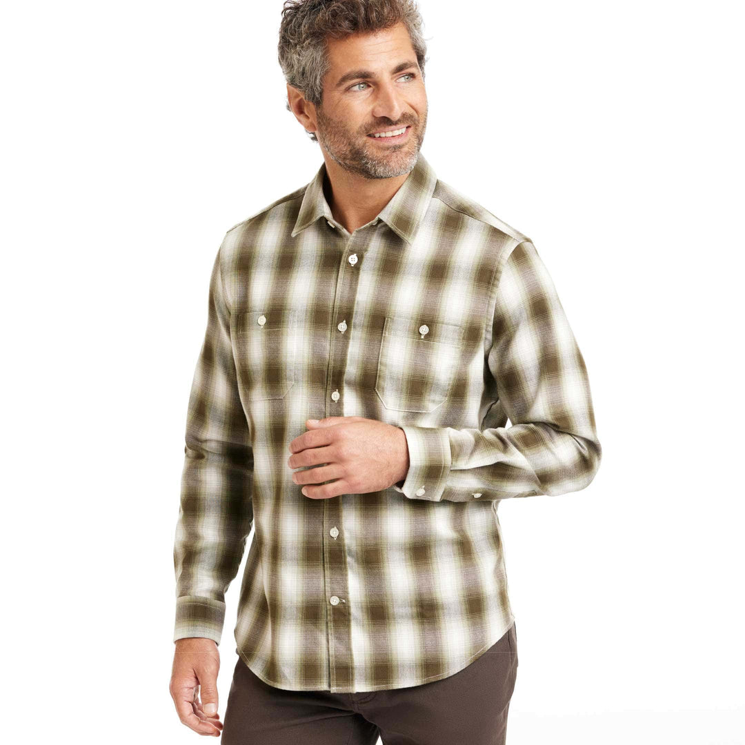 Ash & Erie Balsam Ombre Flannel Button-Down Shirt for Short Men   Flannel Everyday Shirt