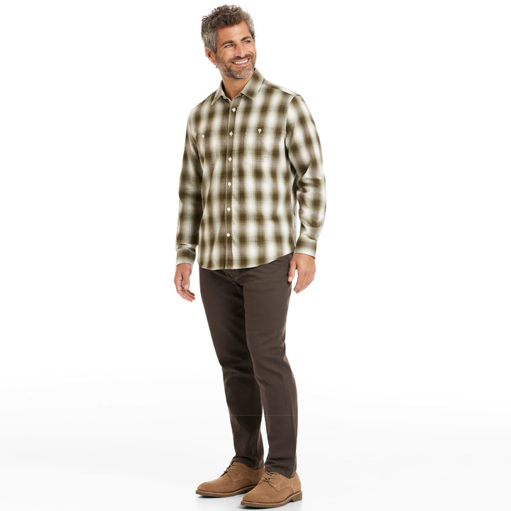 Ash & Erie Balsam Ombre Flannel Button-Down Shirt for Short Men   Flannel Everyday Shirt