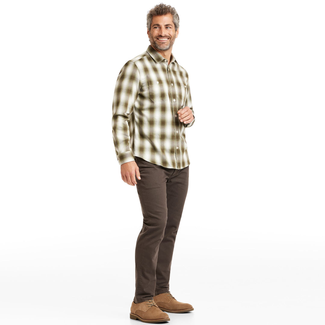 Ash & Erie Balsam Ombre Flannel Button-Down Shirt for Short Men   Flannel Everyday Shirt