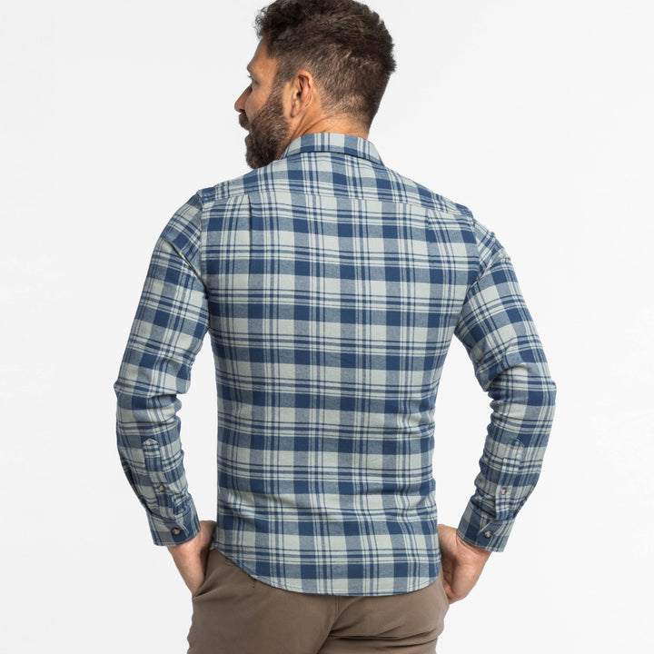 Ash & Erie Blue Heron Flannel Button-Down Shirt for Short Men   Flannel Everyday Shirt