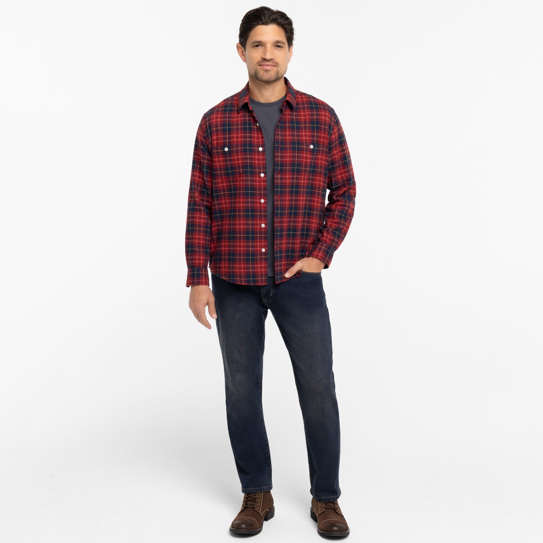 Ash & Erie Canyon Flannel Button-Down Shirt for Short Men Ash & Erie Canyon Flannel Button-Down Shirt for Short Men