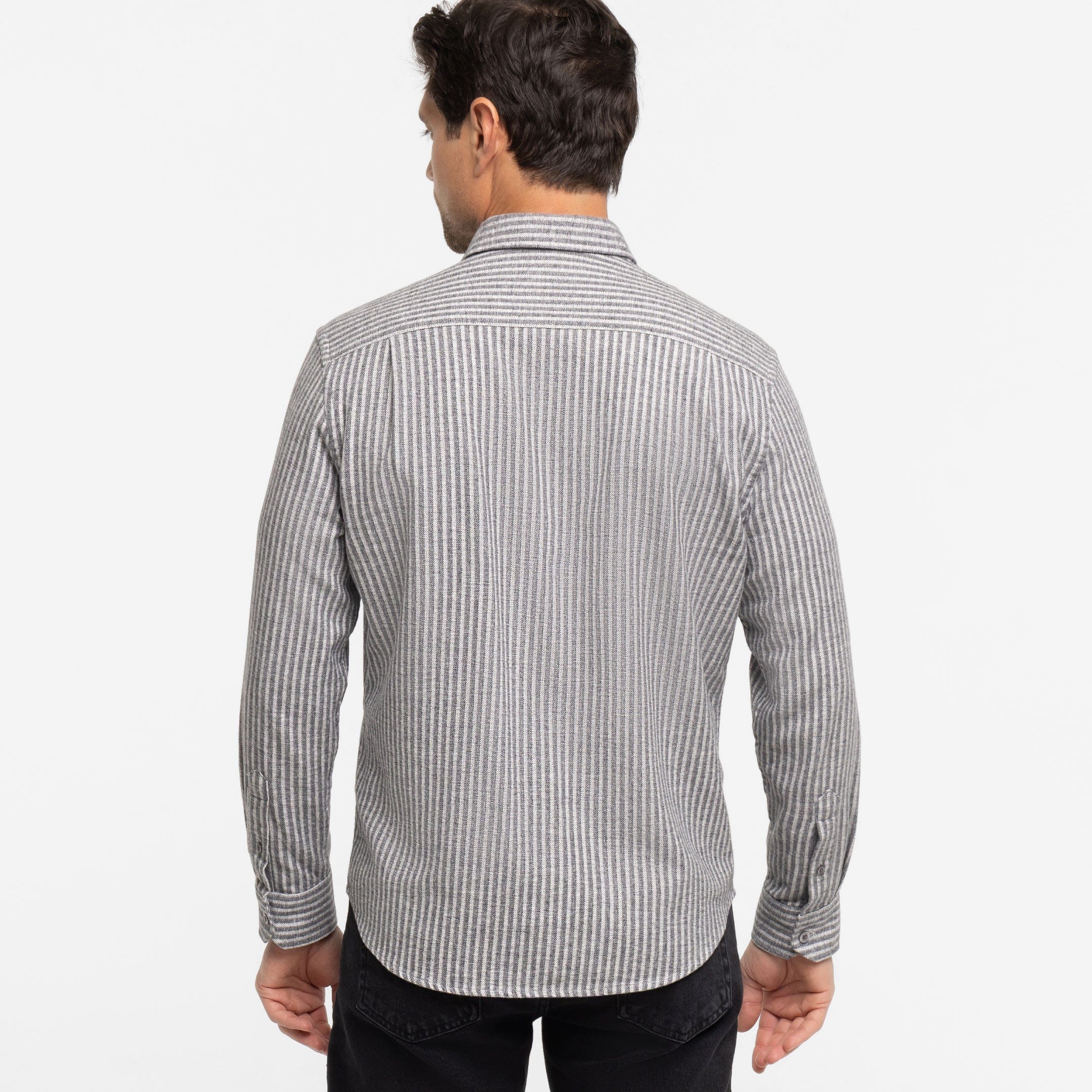 Ash & Erie Carbon Stripes Flannel Button-Down Shirt for Short Men   Flannel Everyday Shirt