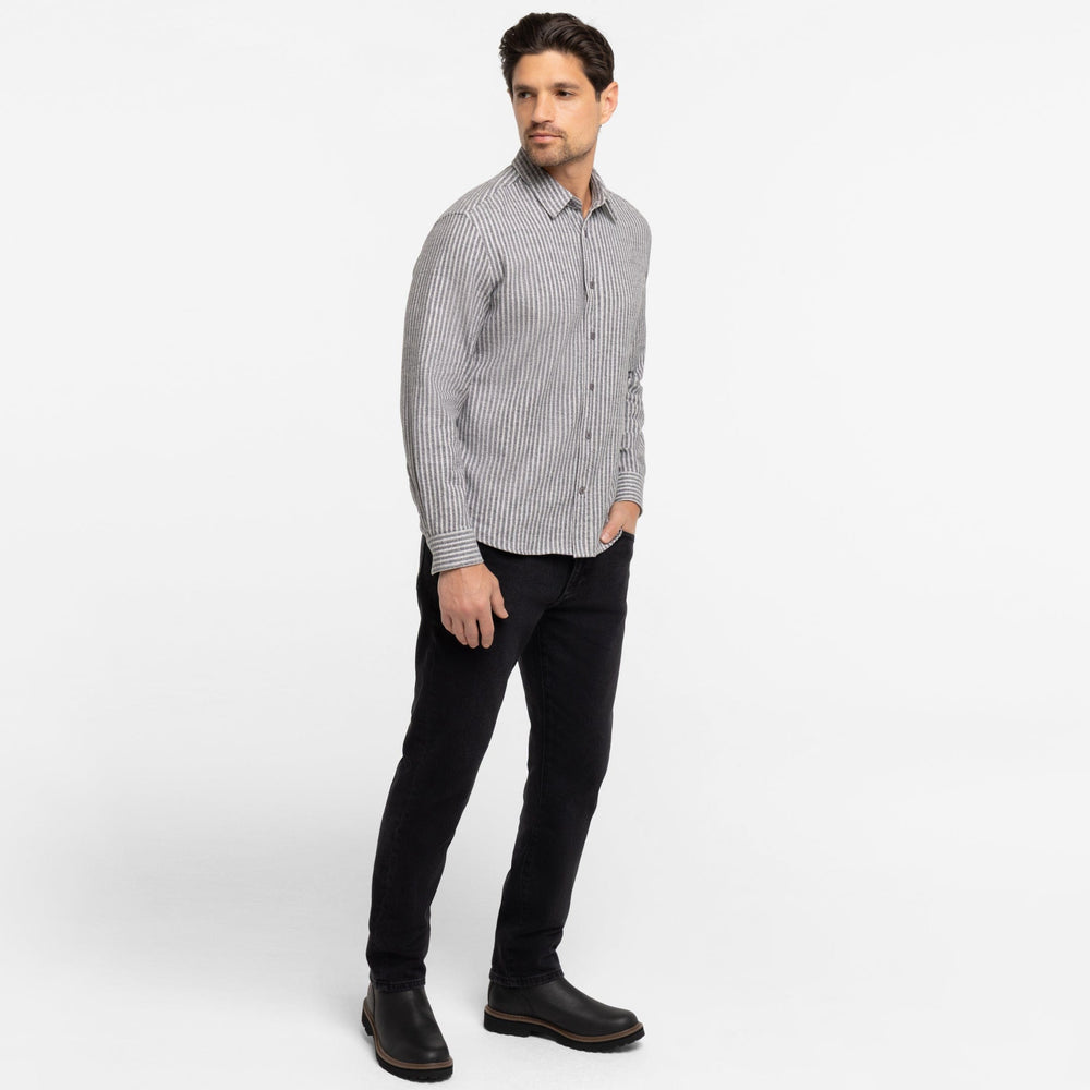 Ash & Erie Carbon Stripes Flannel Button-Down Shirt for Short Men   Flannel Everyday Shirt