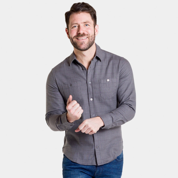 Ash & Erie Charcoal Glen Plaid Flannel Button-Down Shirt for Short Men   Flannel Everyday Shirt