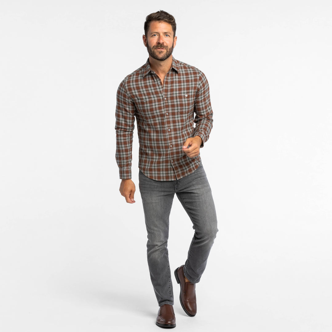 Ash & Erie Copper Hill Flannel Button-Down Shirt for Short Men   Flannel Everyday Shirt