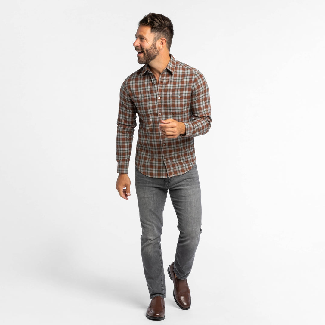 Ash & Erie Copper Hill Flannel Button-Down Shirt for Short Men   Flannel Everyday Shirt