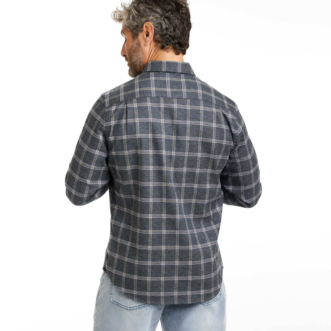 Ash & Erie Graphite Grid Flannel Button-Down Shirt for Short Men   Flannel Everyday Shirt