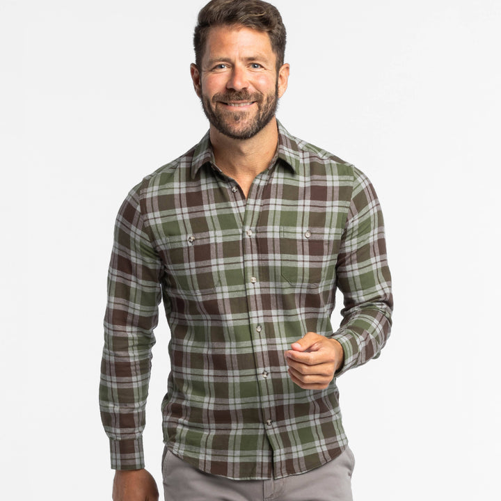 Ash & Erie Greenfield Flannel Button-Down Shirt for Short Men   Flannel Everyday Shirt