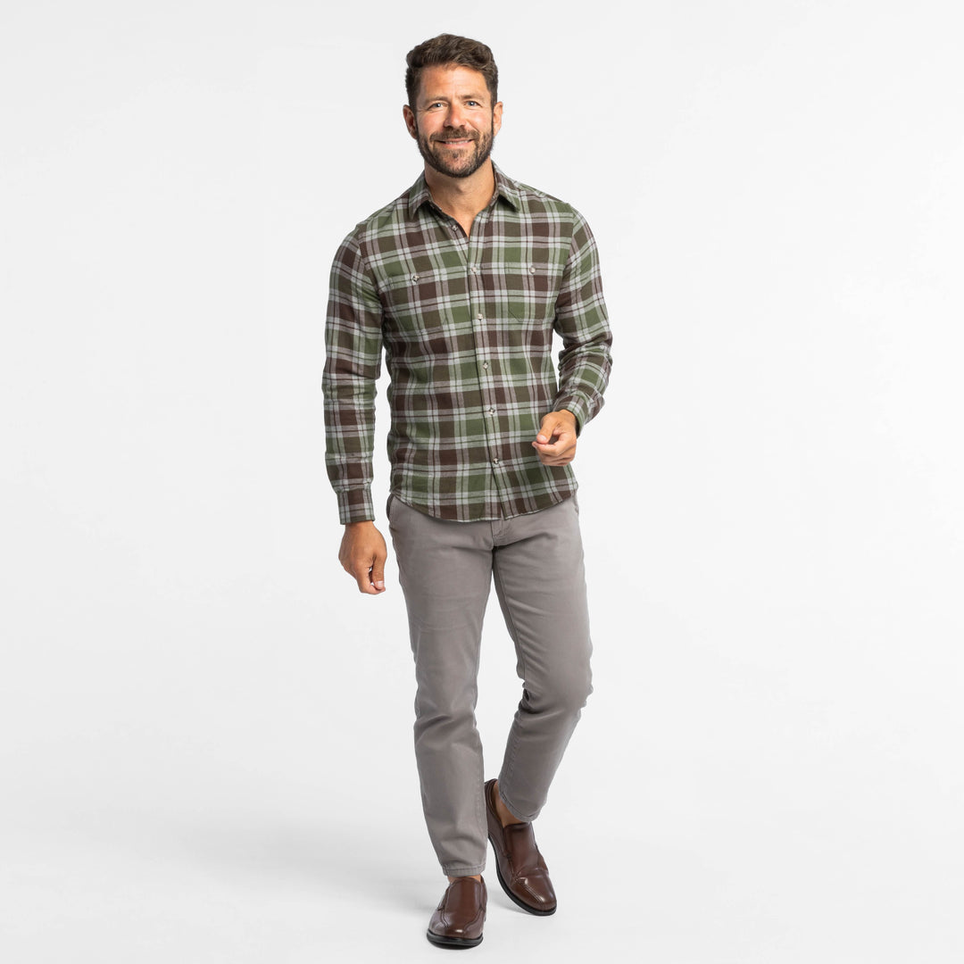 Ash & Erie Greenfield Flannel Button-Down Shirt for Short Men   Flannel Everyday Shirt