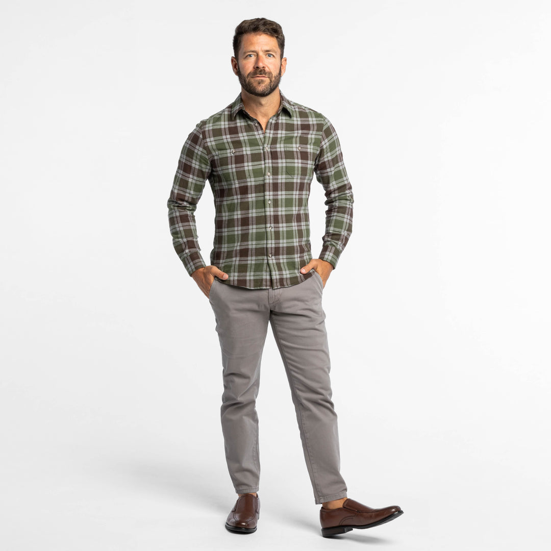 Ash & Erie Greenfield Flannel Button-Down Shirt for Short Men   Flannel Everyday Shirt