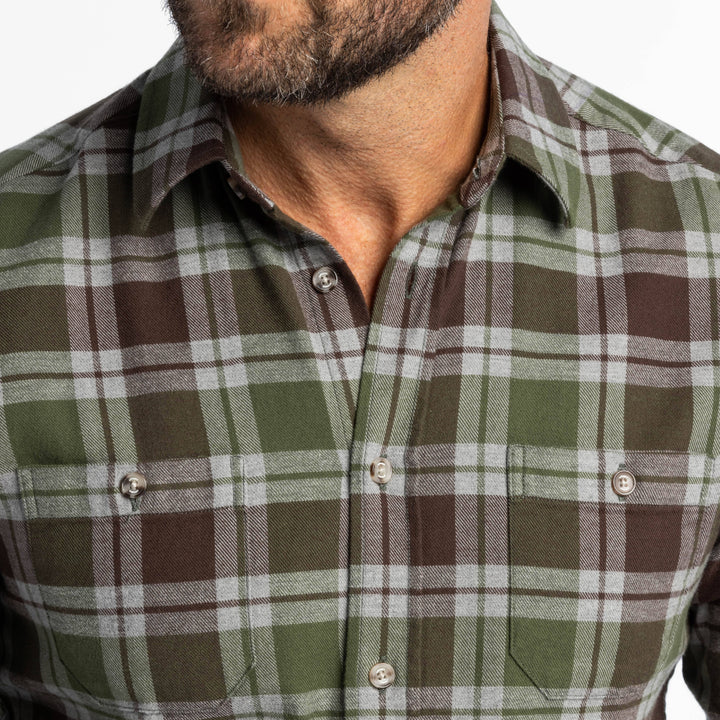 Ash & Erie Greenfield Flannel Button-Down Shirt for Short Men   Flannel Everyday Shirt