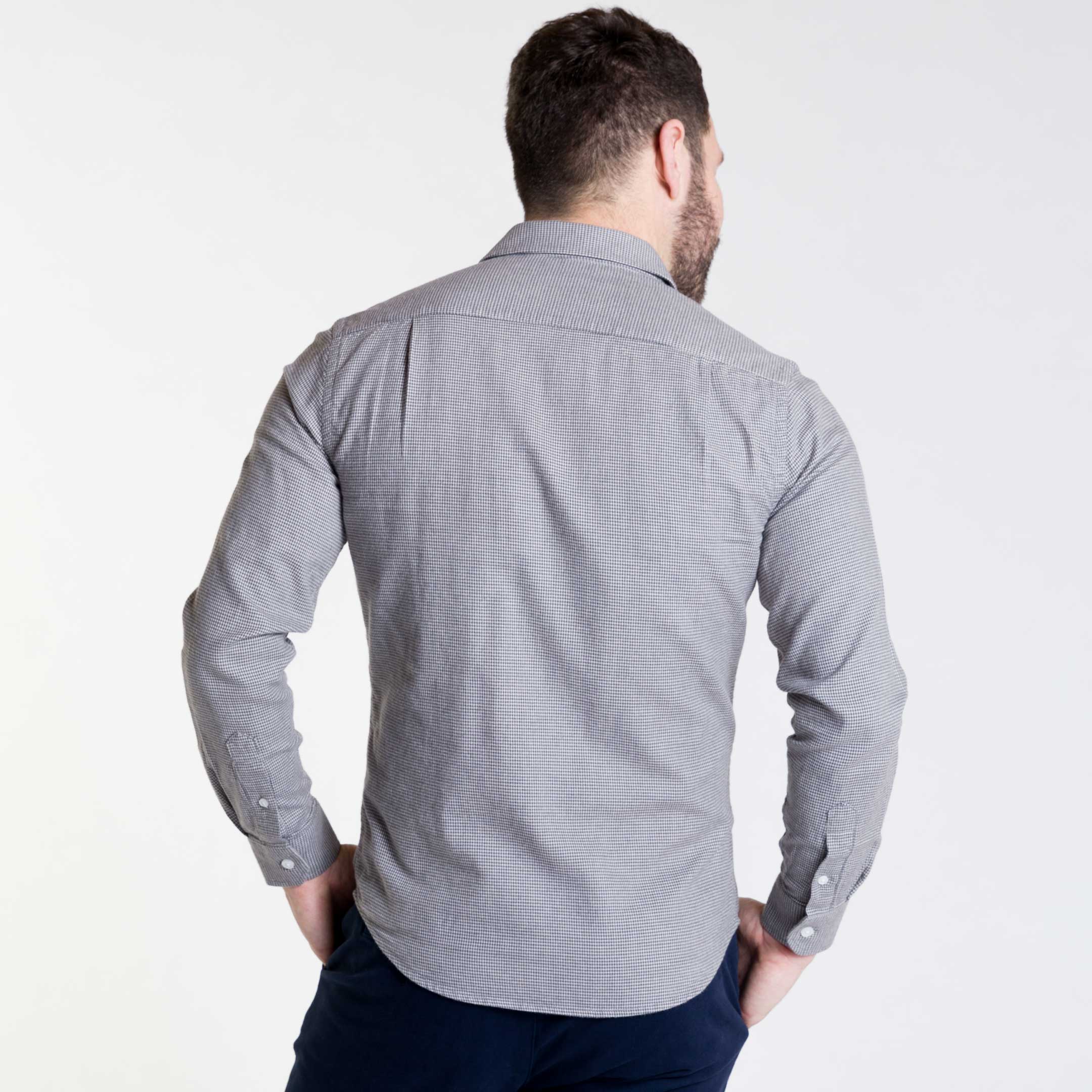 Ash & Erie Grey Houndstooth Flannel Button-Down Shirt for Short Men Ash & Erie Grey Houndstooth Flannel Button-Down Shirt for Short Men