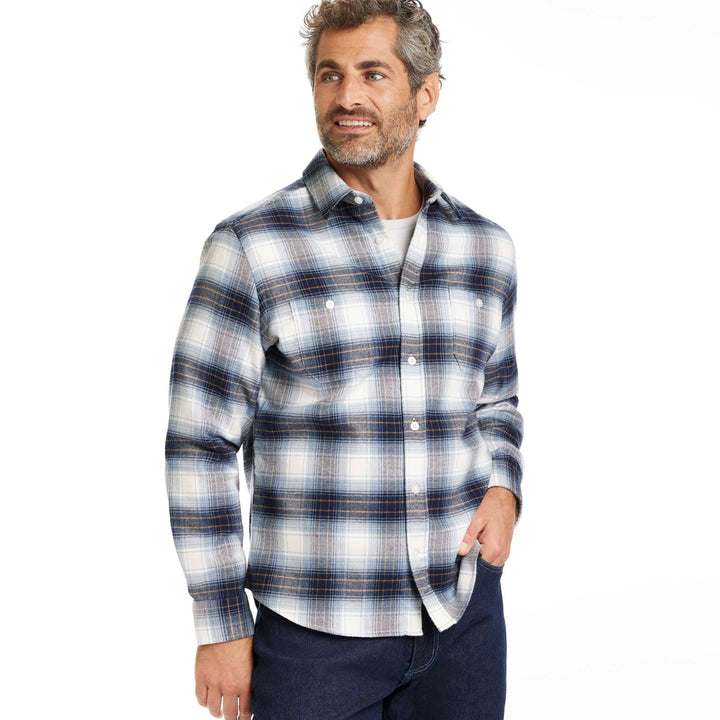 Ash & Erie Harbor Ombre Flannel Button-Down Shirt for Short Men   Flannel Everyday Shirt