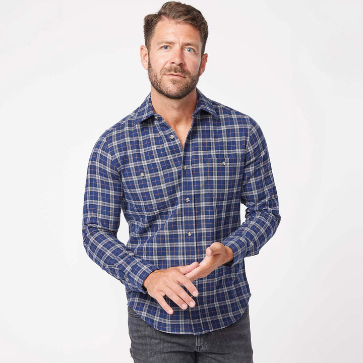 Ash & Erie Ozark Plaid Flannel Button-Down Shirt for Short Men   Flannel Everyday Shirt