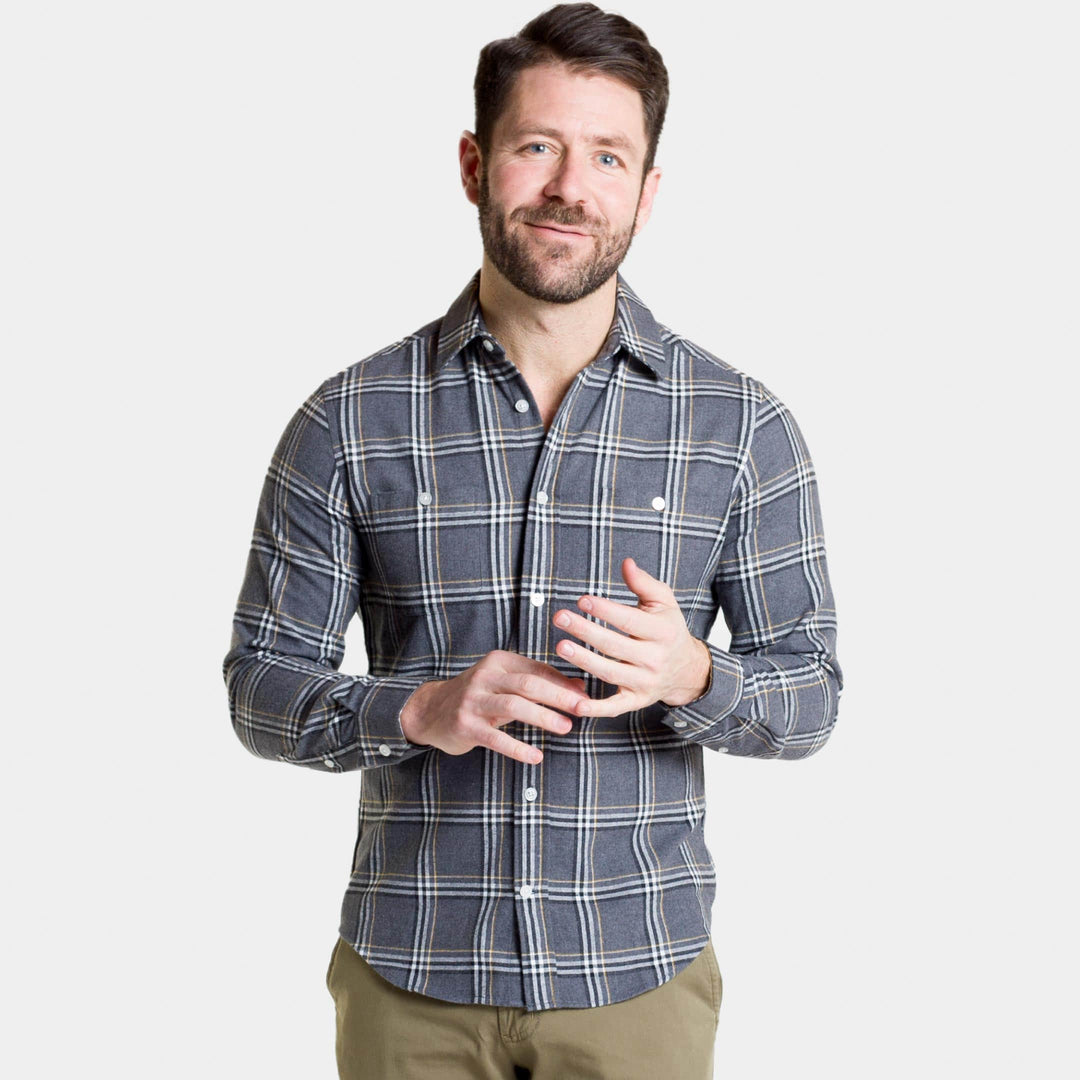Ash & Erie Ridge Plaid Flannel Button-Down Shirt for Short Men   Flannel Everyday Shirt