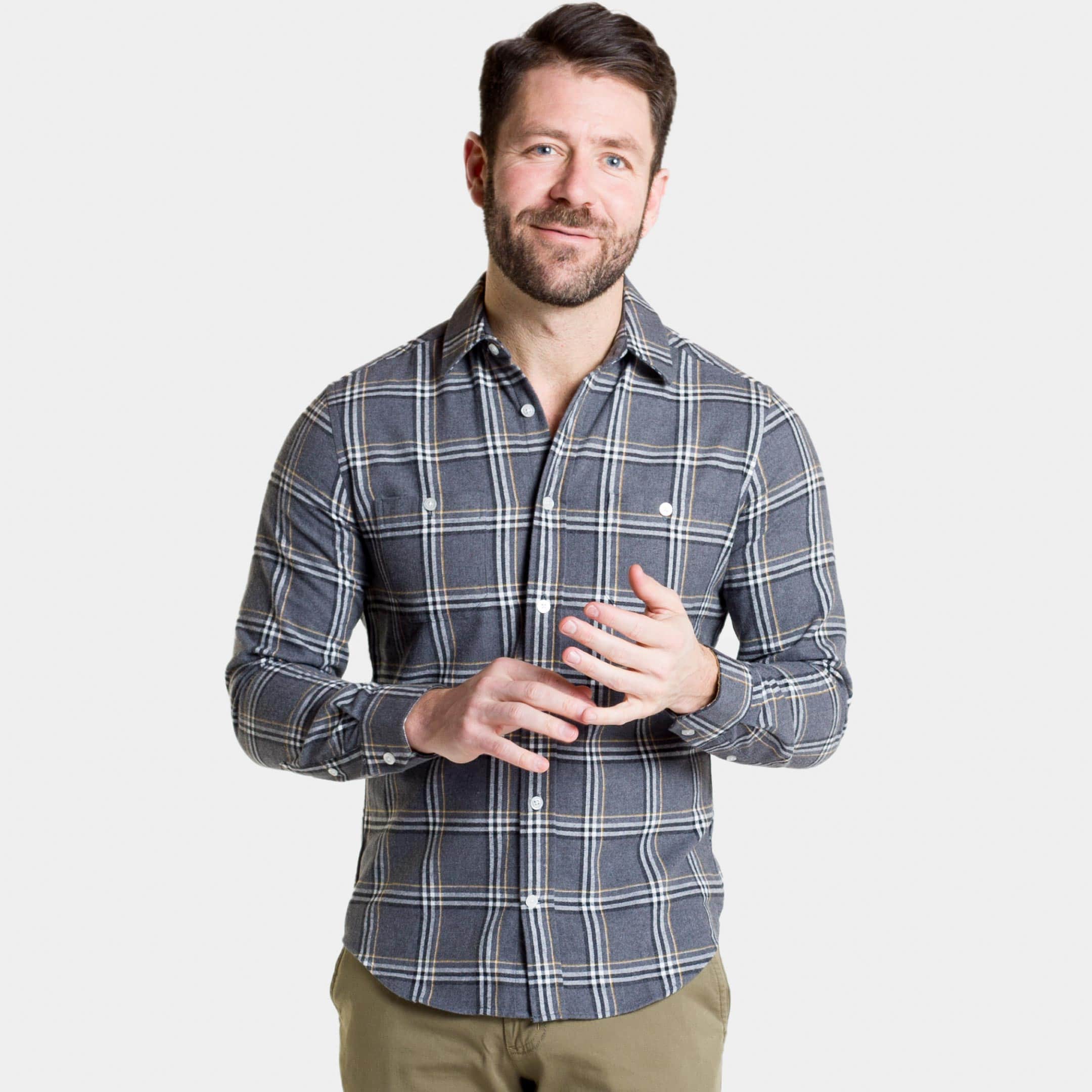 Cromoncent Camicia Uomo Casual Flanella A Righe Rosse – Maniche Lunghe, Cotone, Button Down, Tasca, Taglie Forti Fino A XXL